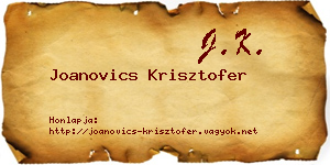 Joanovics Krisztofer névjegykártya